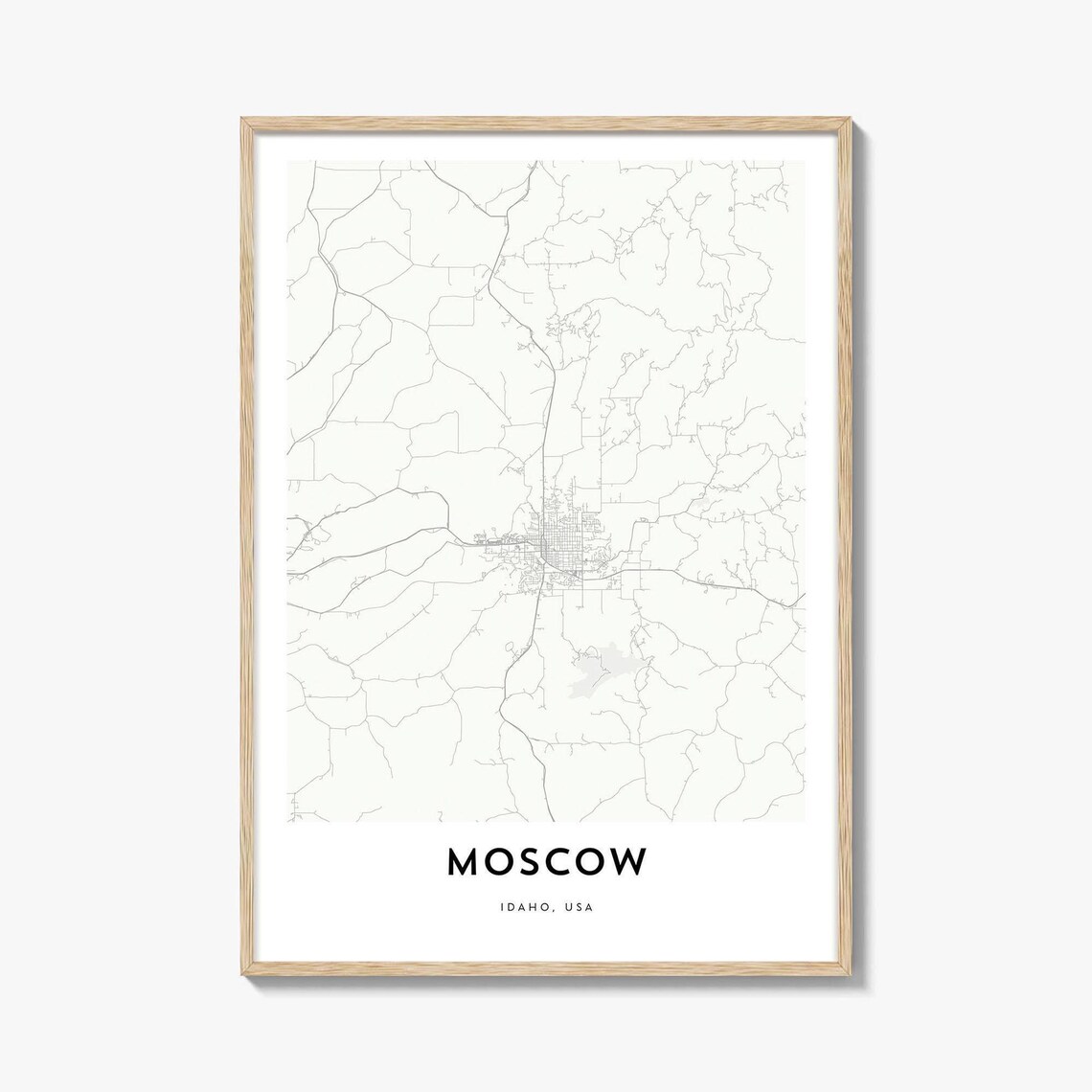 Moscow Idaho Minimalist Street Map Palouse College Town Art Poster