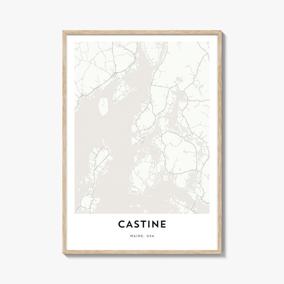 Castine Maine USA Minimalist City Street Map Line Art Wall Poster