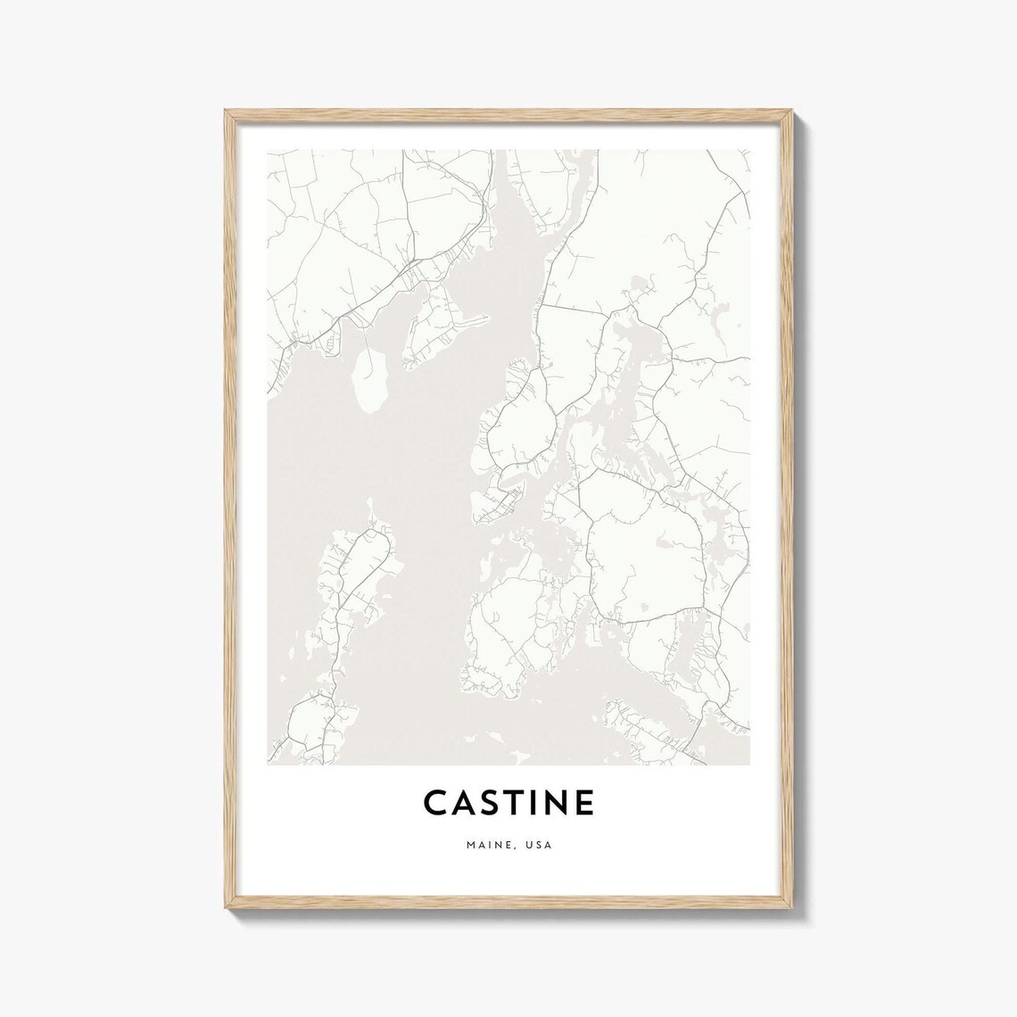 Castine Maine USA Minimalist City Street Map Line Art Wall Poster
