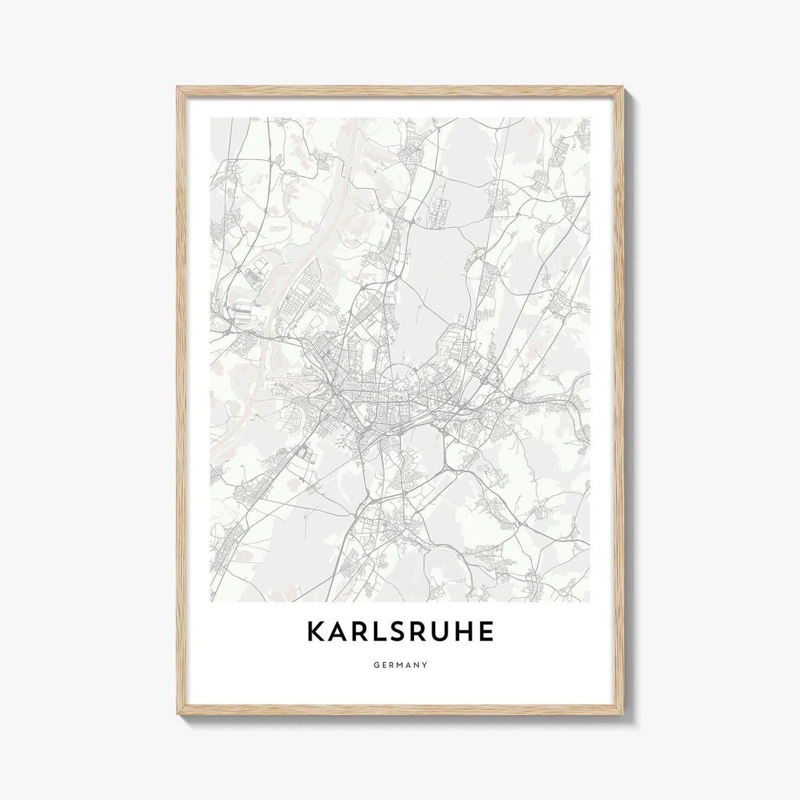 Karlsruhe Germany Minimalist City Street Map Art Gift Poster