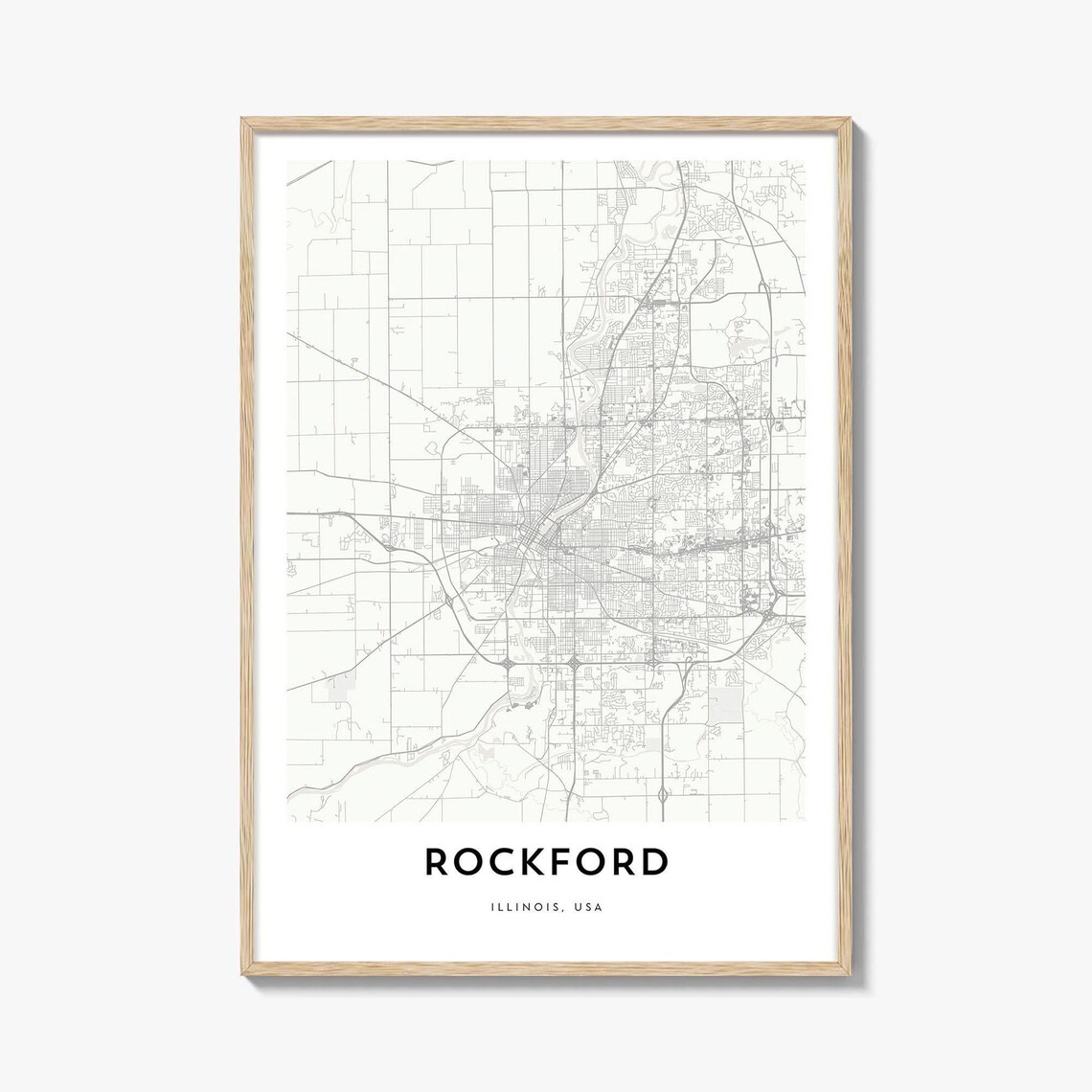 Rockford Illinois USA City Street Map Minimalist Modern Poster