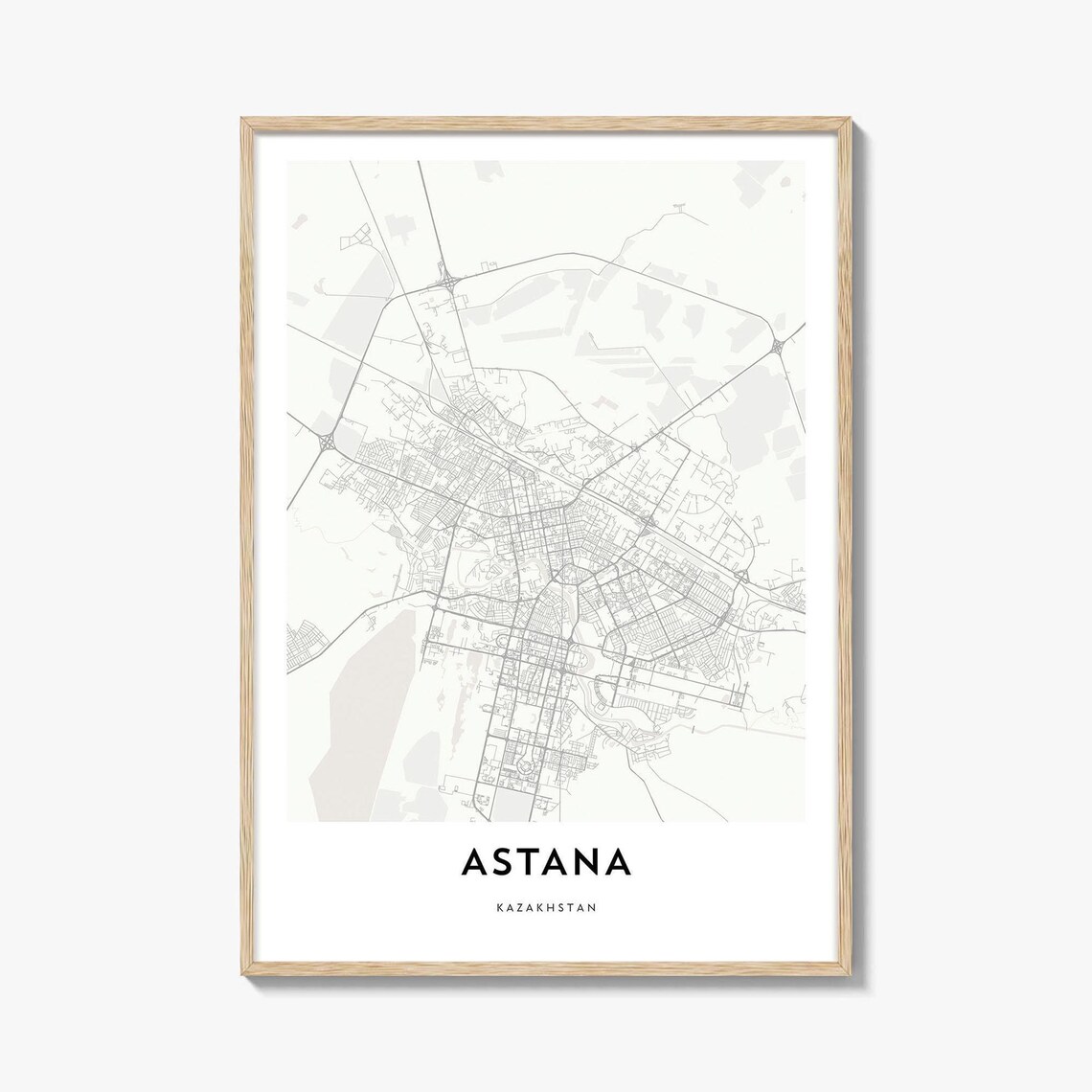 Astana Kazakhstan Minimalist City Street Map Poster Travel Art