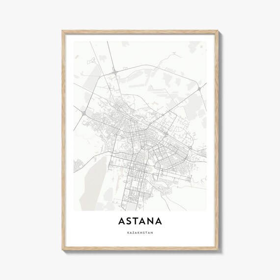 Astana Kazakhstan Minimalist City Street Map Poster Travel Art