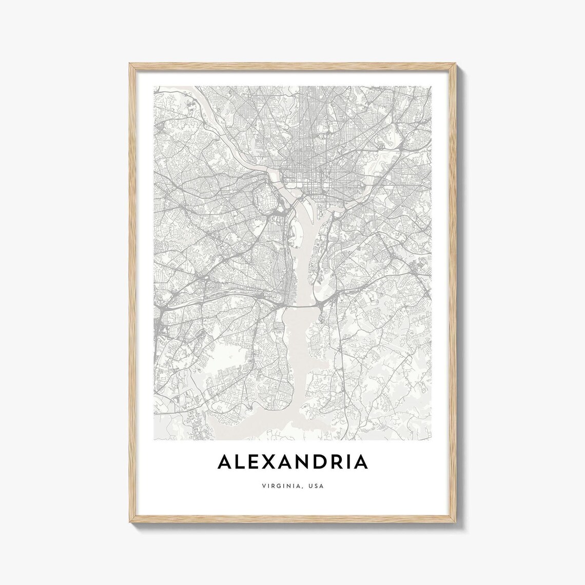 Alexandria Virginia USA City Street Map Minimalist Gray Poster