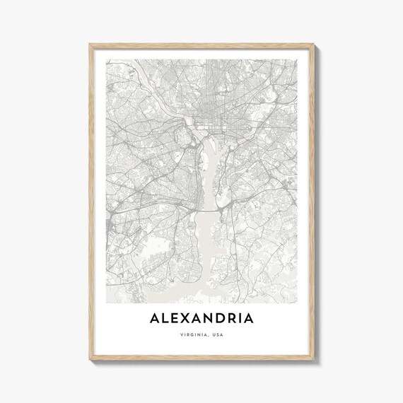Alexandria Virginia USA City Street Map Minimalist Gray Poster