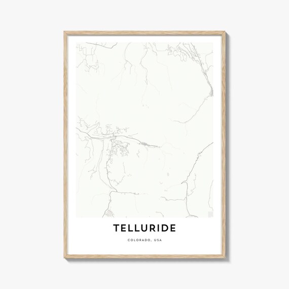 Telluride Colorado USA Minimalist City Street Map Art Poster Ski Town