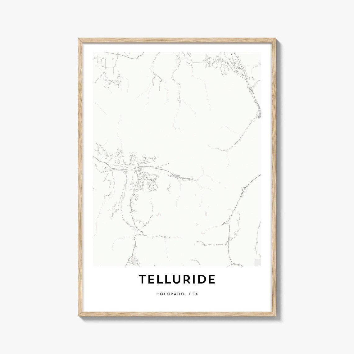 Telluride Colorado USA Minimalist City Street Map Art Poster Ski Town