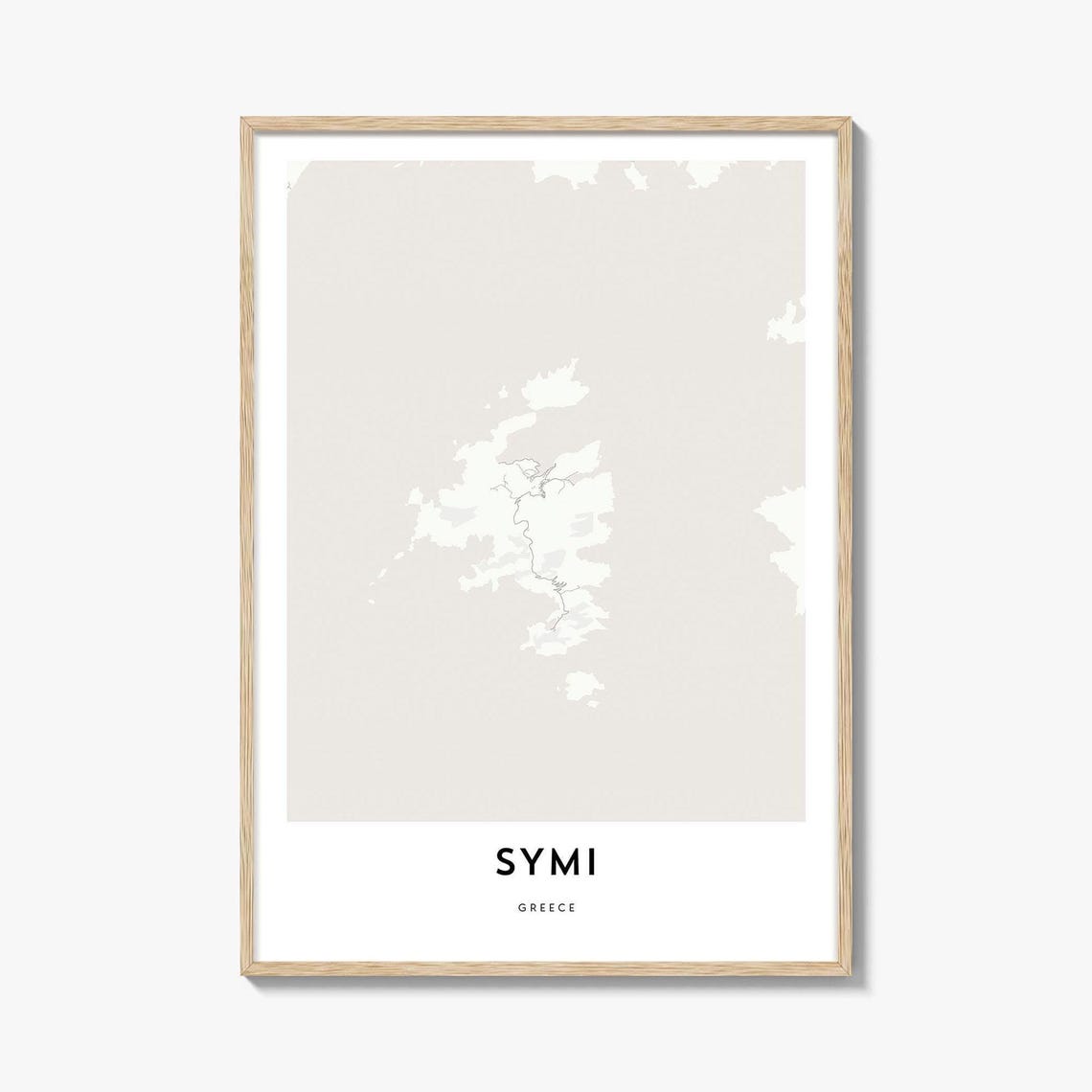 Symi Greece Minimalist Island Coastline Map Art Print Home Decor