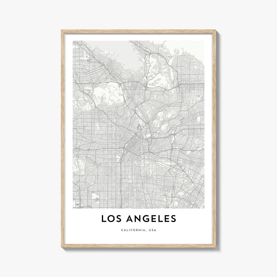 Los Angeles California Minimalist City Street Map Decor Poster
