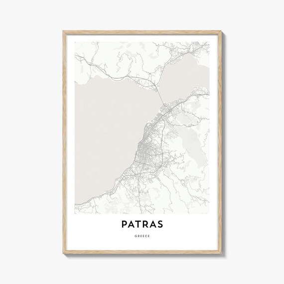 Patras Greece Gulf Coast Street Map Minimalist Line Art Poster