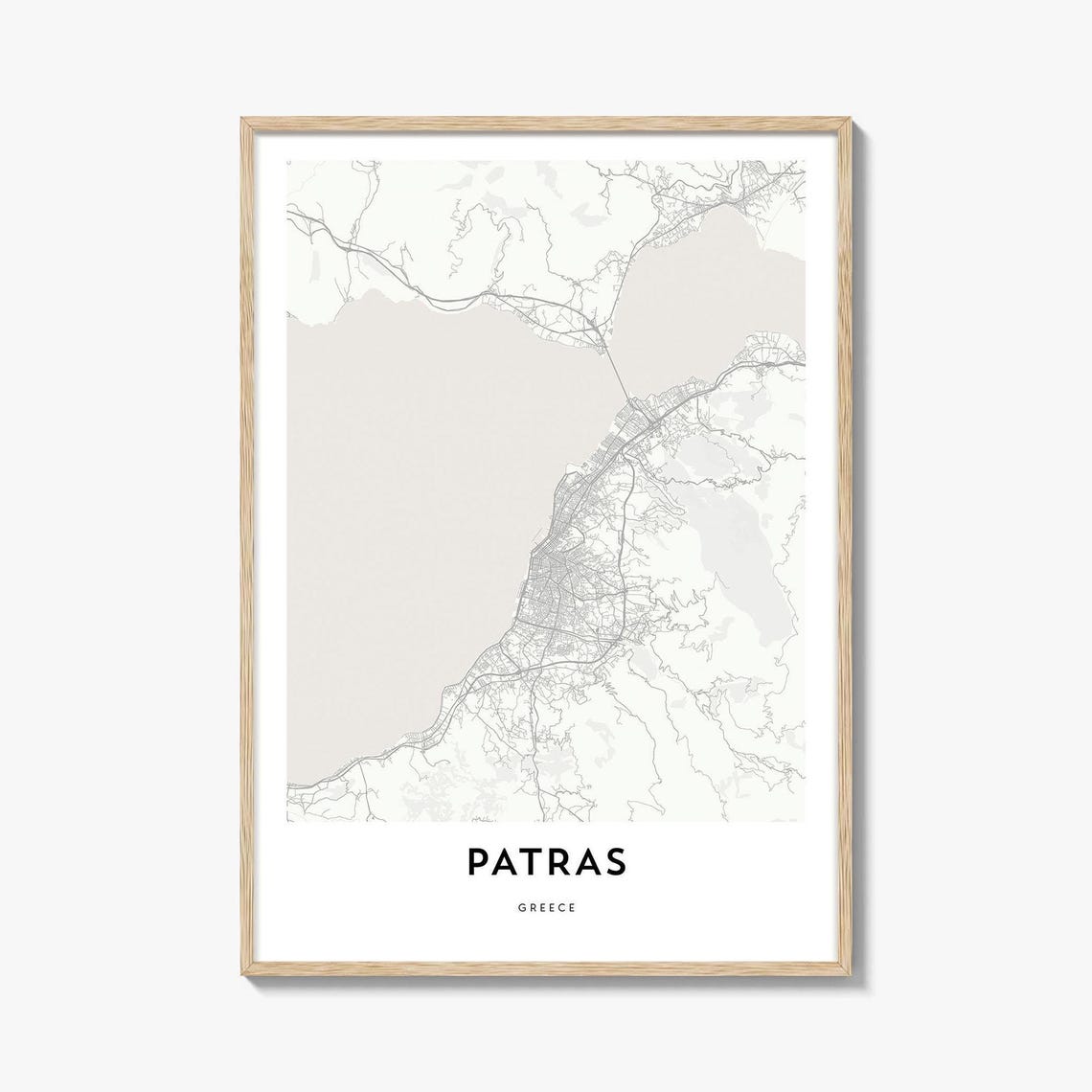 Patras Greece Gulf Coast Street Map Minimalist Line Art Poster