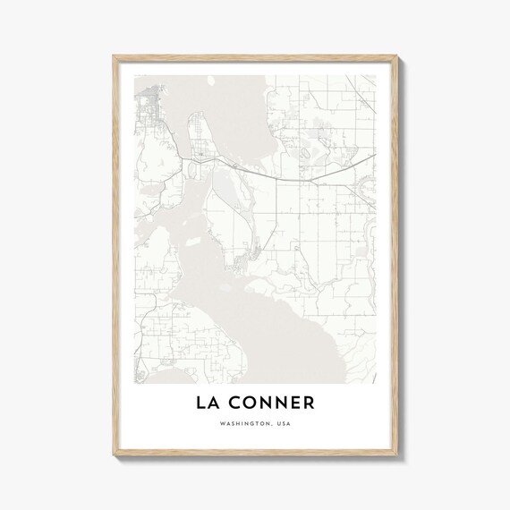 La Conner Washington Waterfront Town Minimalist Map Pacific Poster