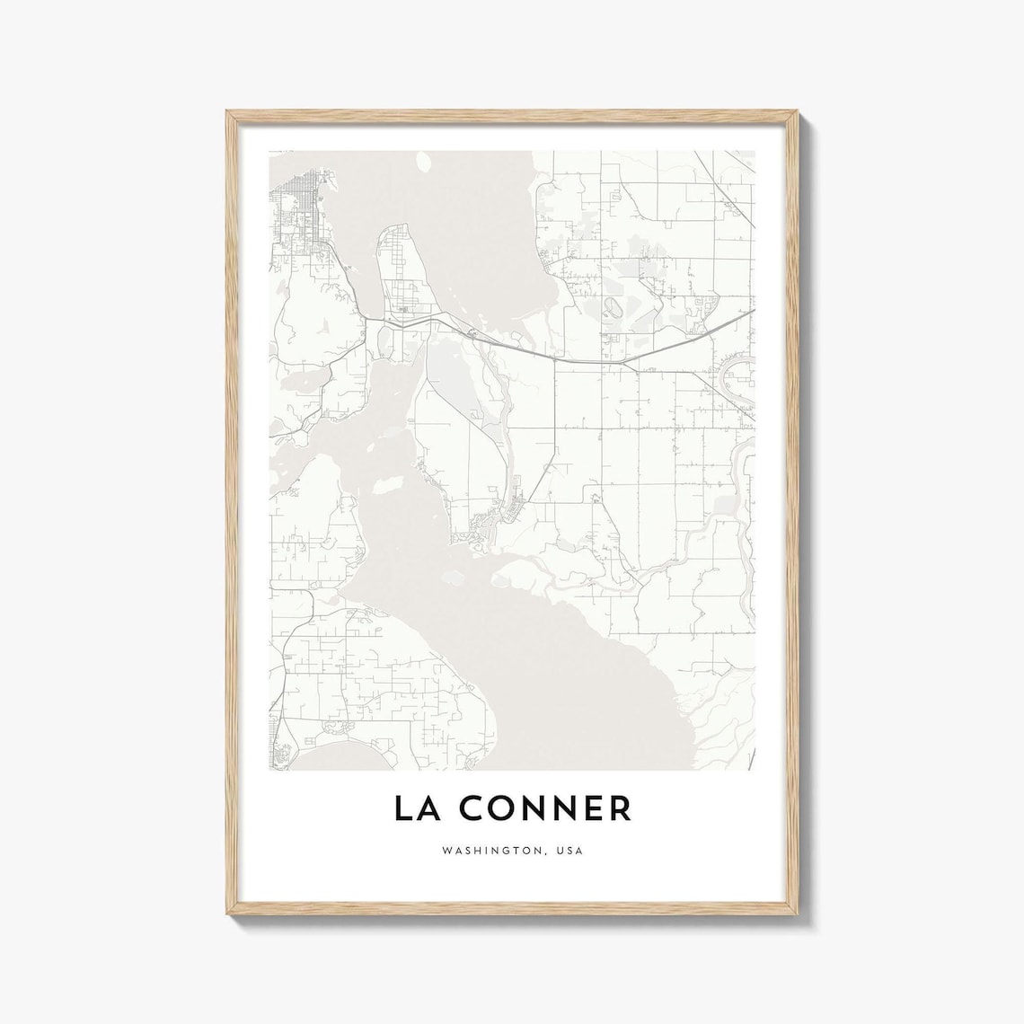 La Conner Washington Waterfront Town Minimalist Map Pacific Poster