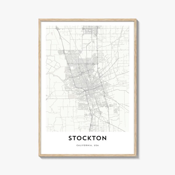 Stockton California USA Minimalist City Street Map Art Poster