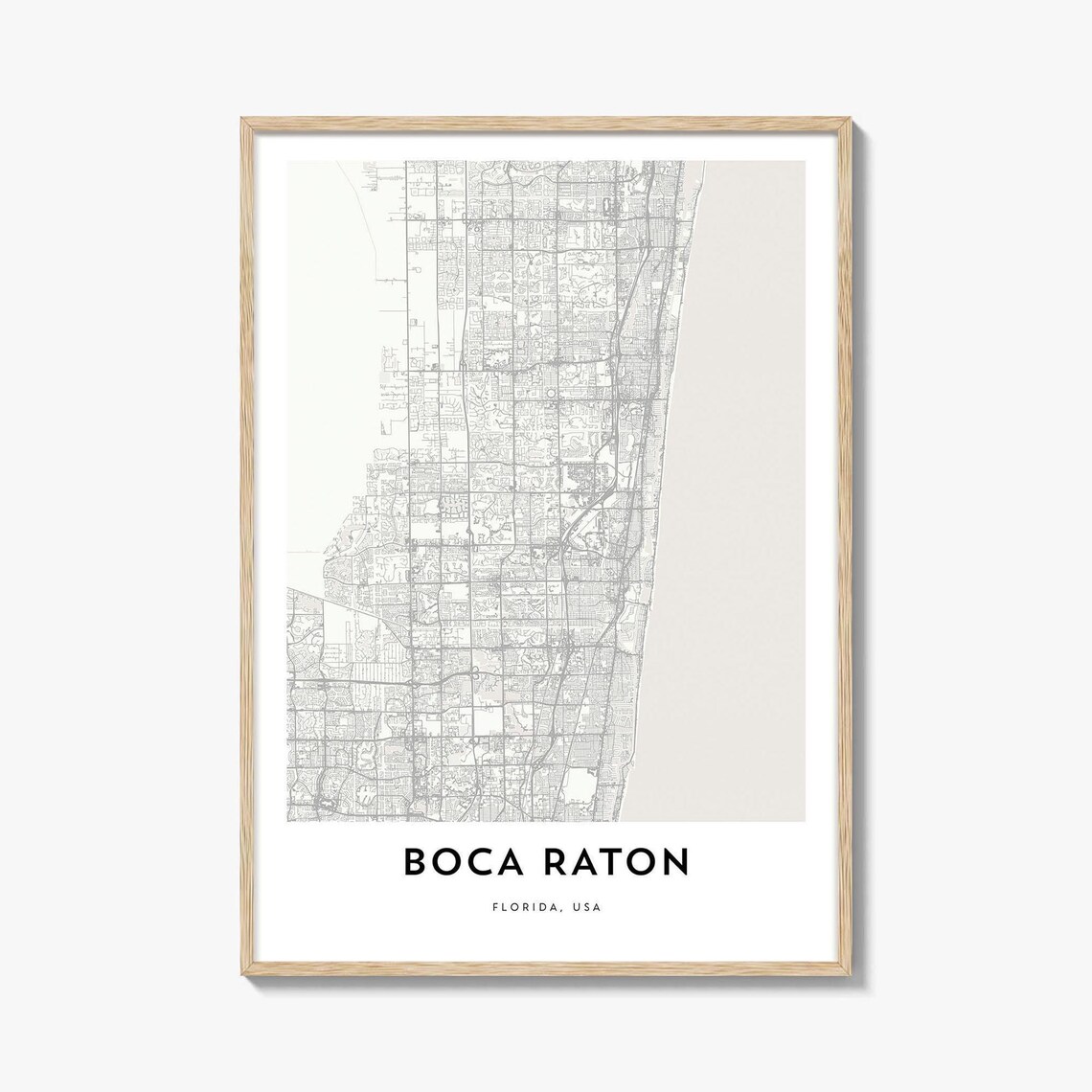 Boca Raton Florida Minimalist Coastal City Map Modern Art Poster