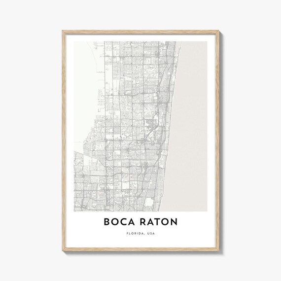 Boca Raton Florida Minimalist Coastal City Map Modern Art Poster