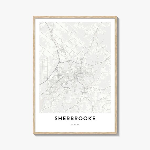 Sherbrooke Canada Minimalist Cream City Map Art Gift Travel Poster