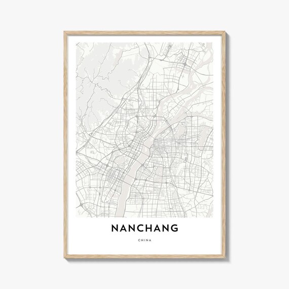 Nanchang China Minimalist Neutral City Street Map Art Wall Poster