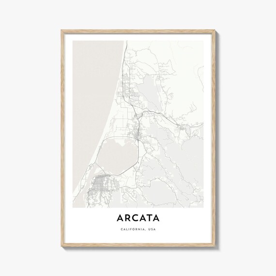 Arcata California Minimalist City Map Coastal Street Art Print USA