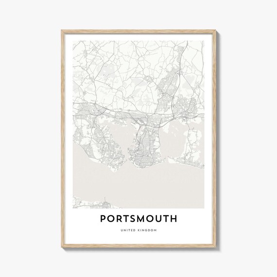 Portsmouth United Kingdom Detailed Minimalist Street Map Poster