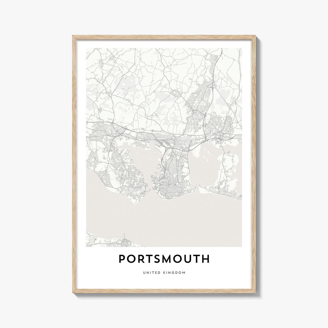 Portsmouth United Kingdom Detailed Minimalist Street Map Poster