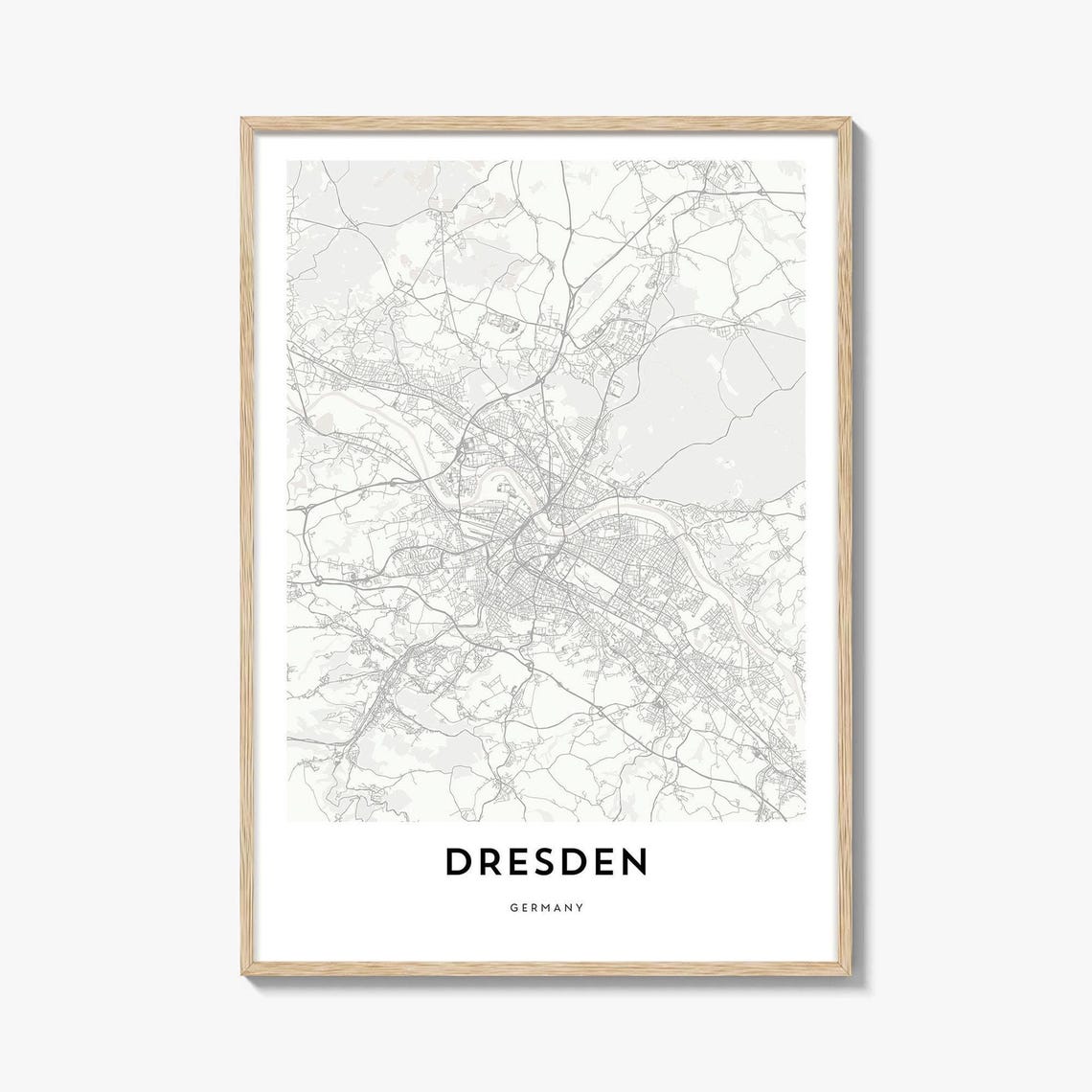 Dresden Germany Minimalist City Street Map Travel Poster Artwork