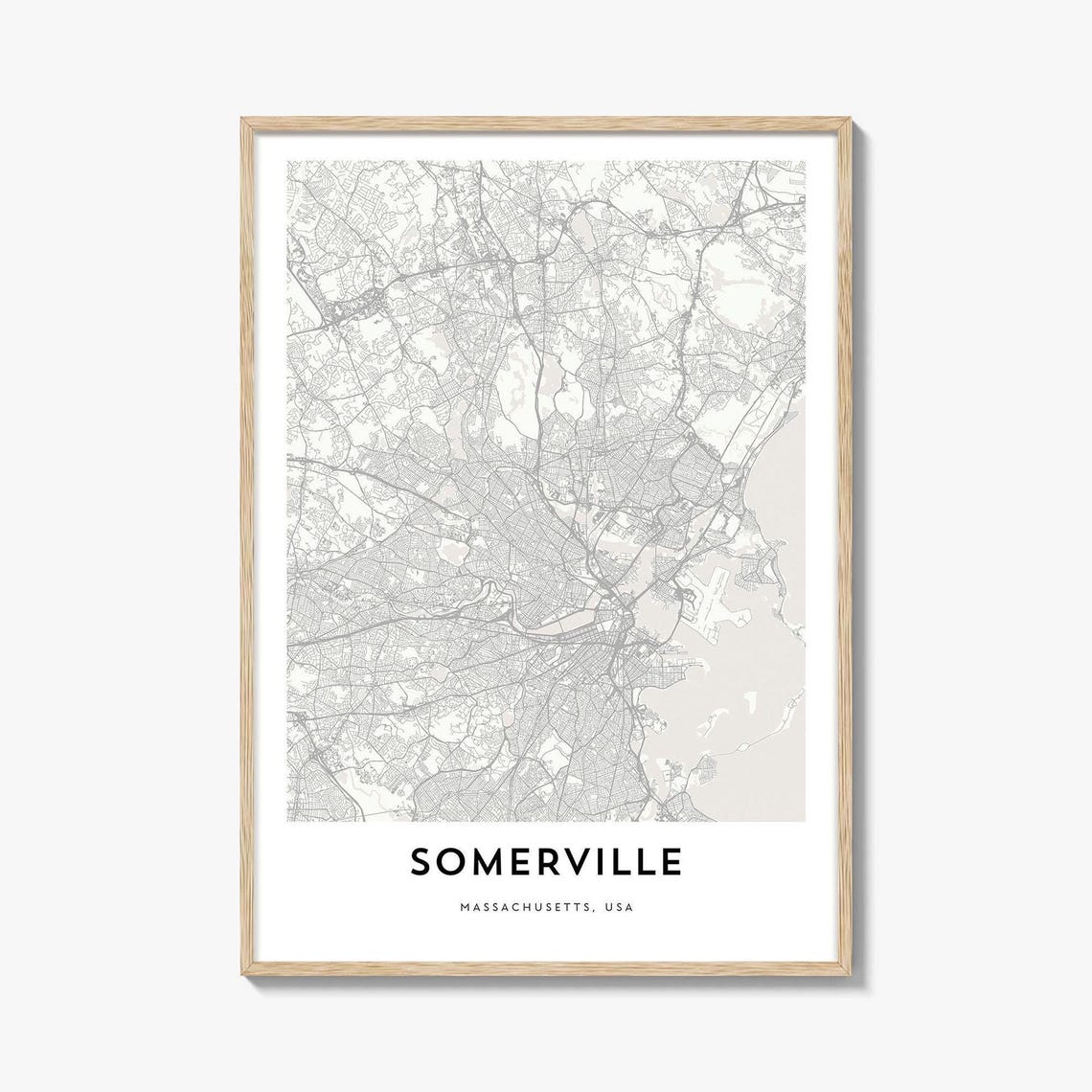 Somerville Massachusetts Minimalist City Street Map Art Print