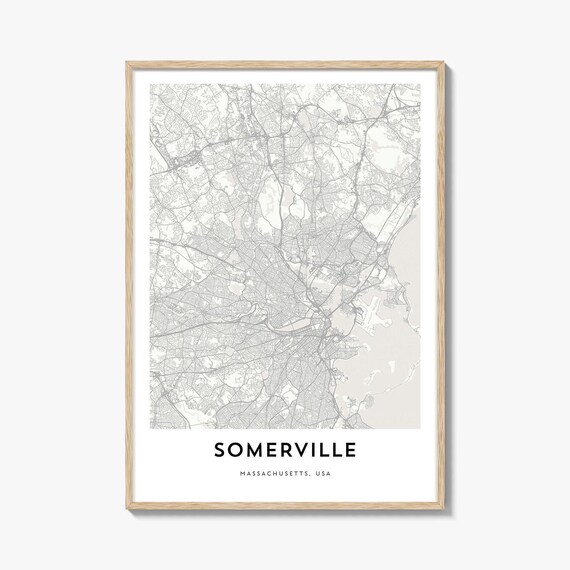 Somerville Massachusetts Minimalist City Street Map Art Print