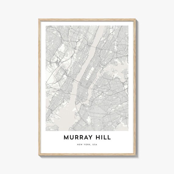 Murray Hill New York Minimalist City Map Street Line Art Poster