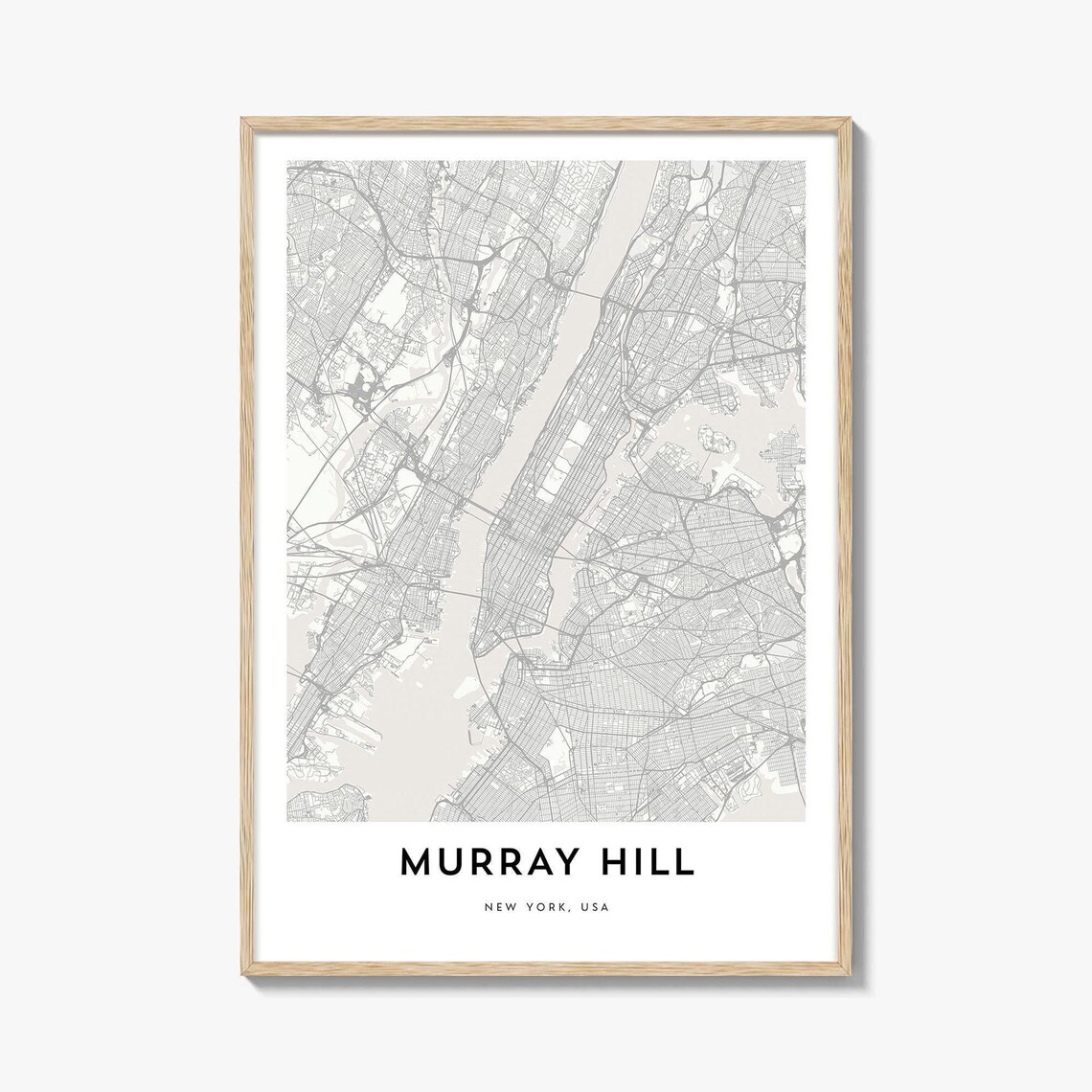 Murray Hill New York Minimalist City Map Street Line Art Poster