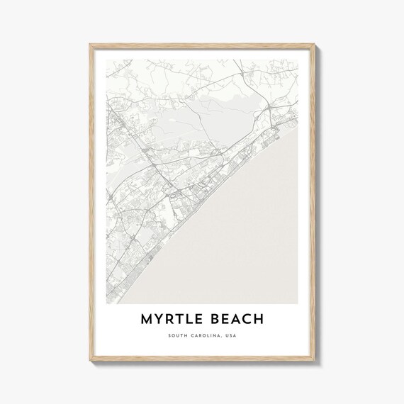 Myrtle Beach South Carolina Minimalist City Street Map Poster