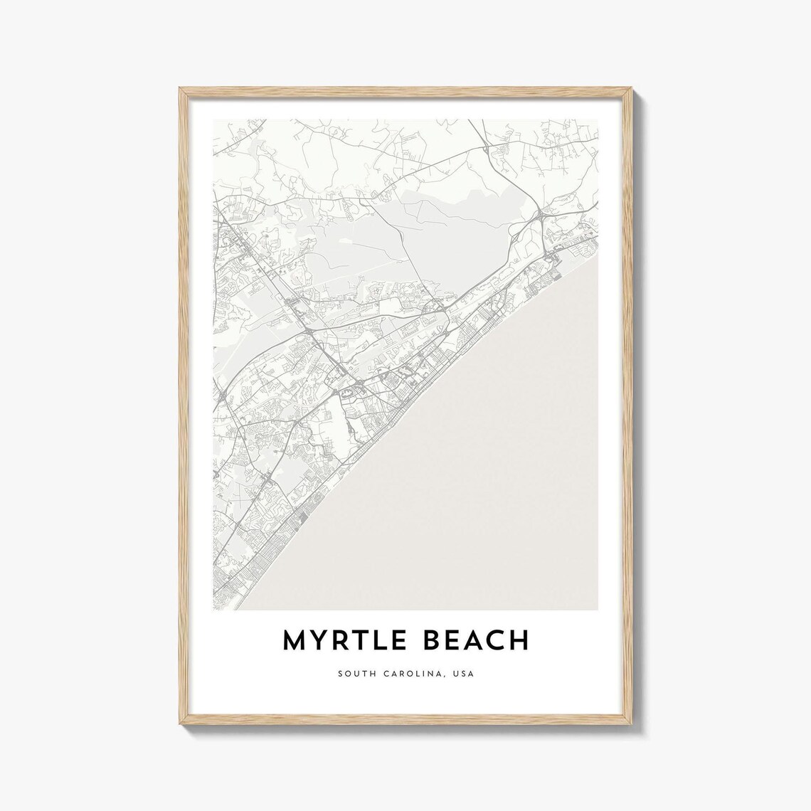 Myrtle Beach South Carolina Minimalist City Street Map Poster