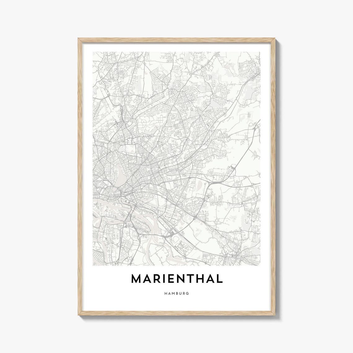 Marienthal Hamburg Germany Minimalist District Map Travel Poster
