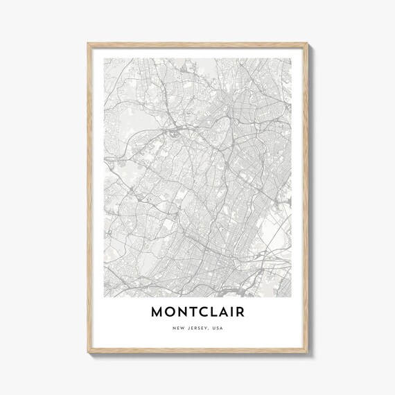 Montclair New Jersey Minimalist City Street Map Art Poster Neutral