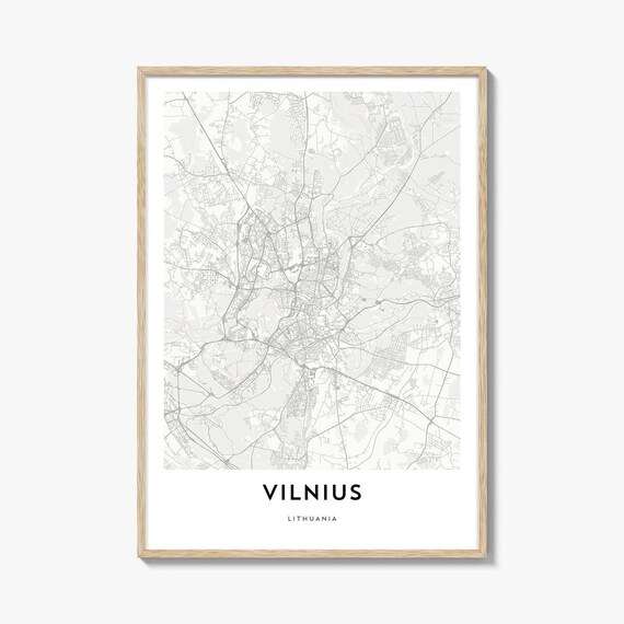 Vilnius Lithuania Minimalist City Map Line Art Travel Poster