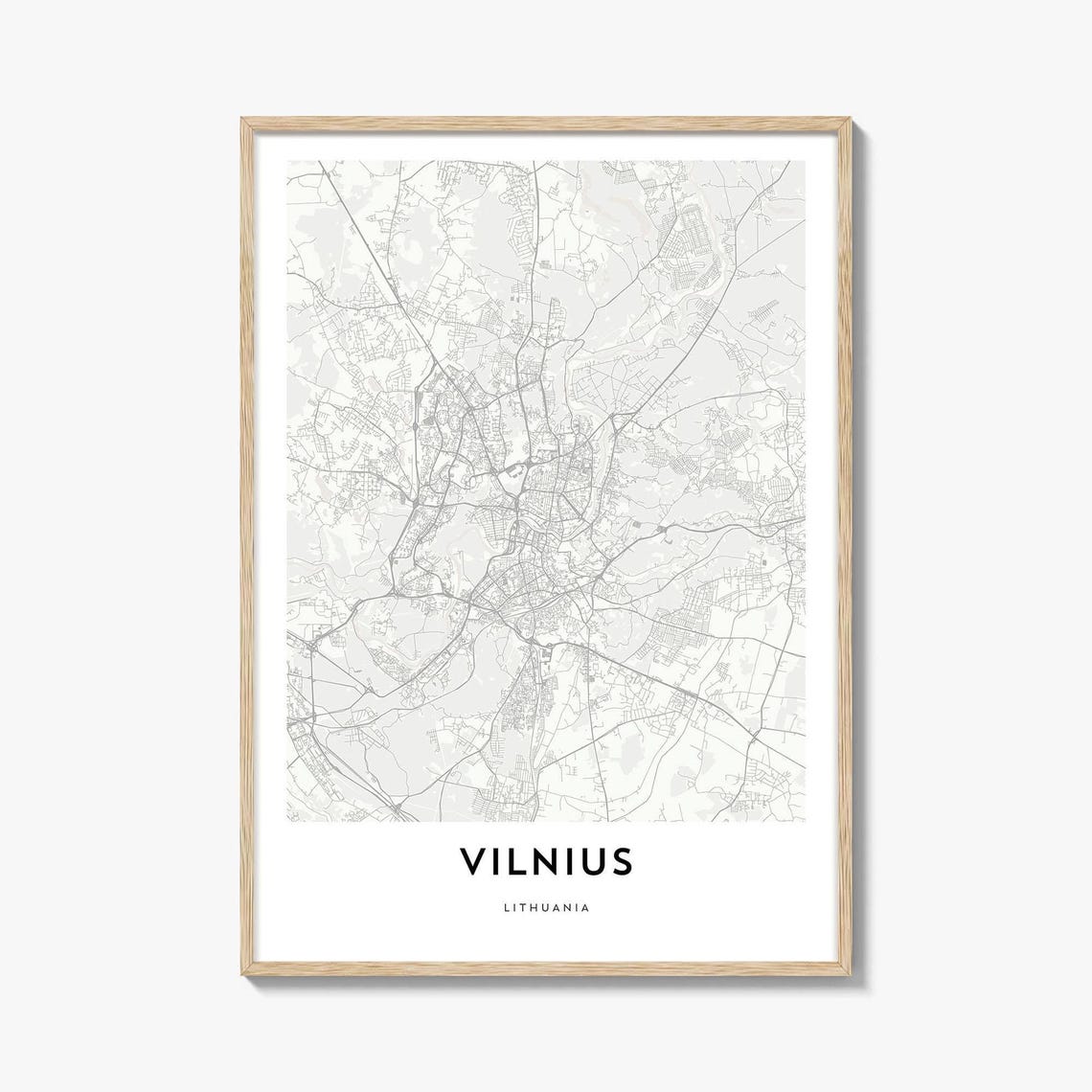 Vilnius Lithuania Minimalist City Map Line Art Travel Poster