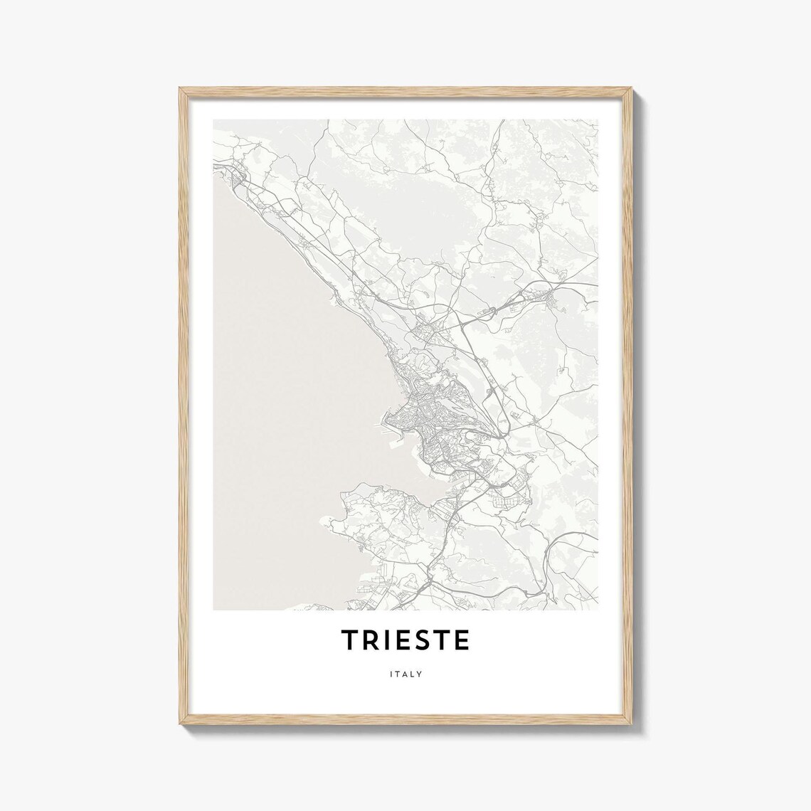 Trieste Italy Minimalist City Street Map Seaside Travel Poster