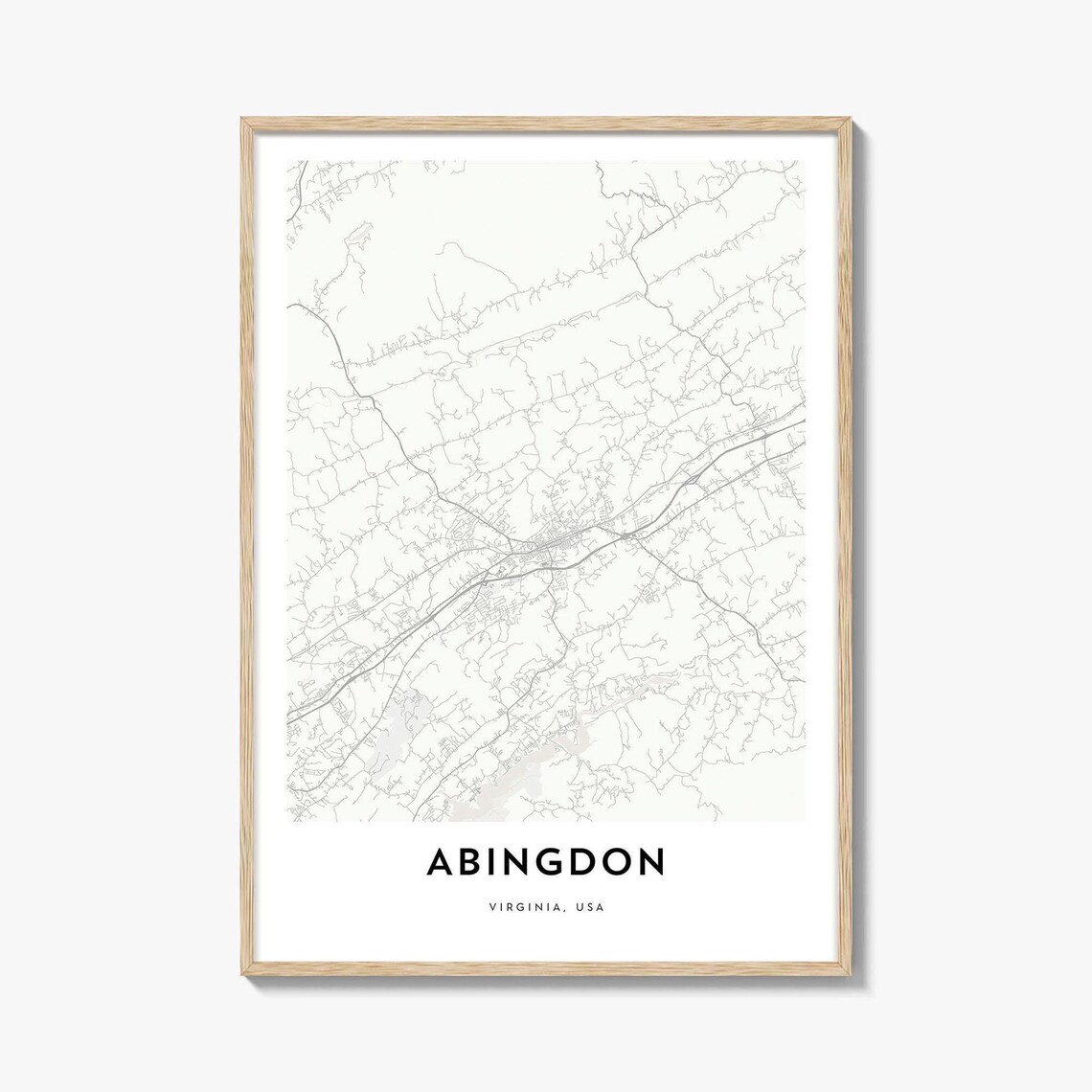 Abingdon Virginia Minimalist City Map Street Art Print USA Decor