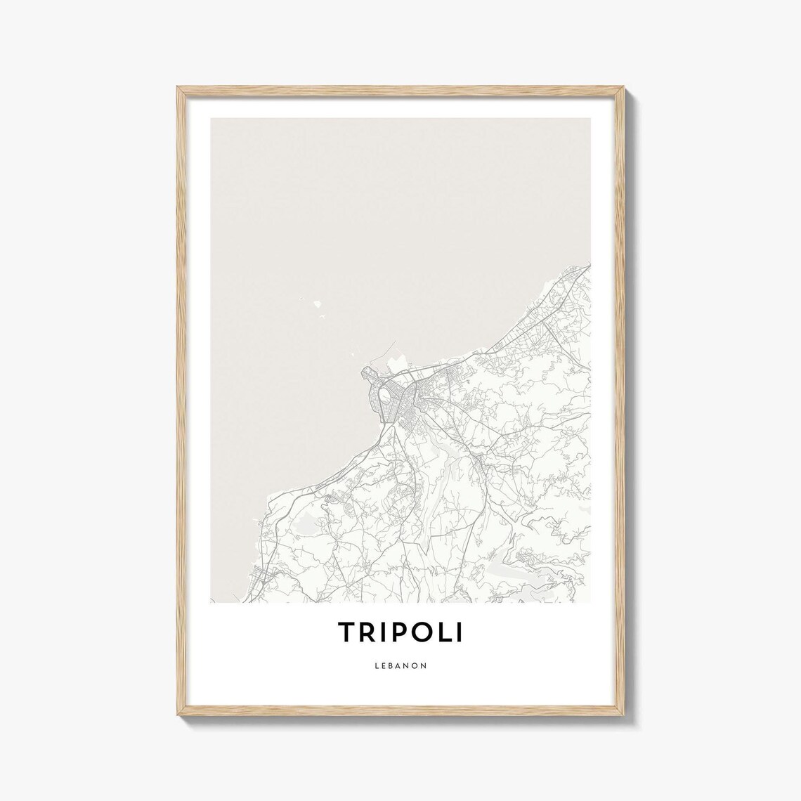 Tripoli Lebanon Coastal City Street Map Minimalist Travel Poster