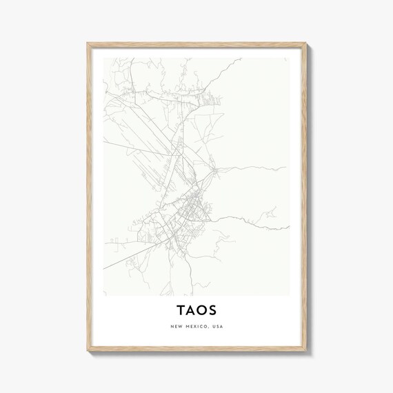 Taos New Mexico USA Minimalist High Desert Town Street Map Poster