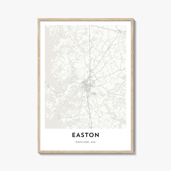 Easton Maryland USA Eastern Shore Minimalist Street Map Wall Art