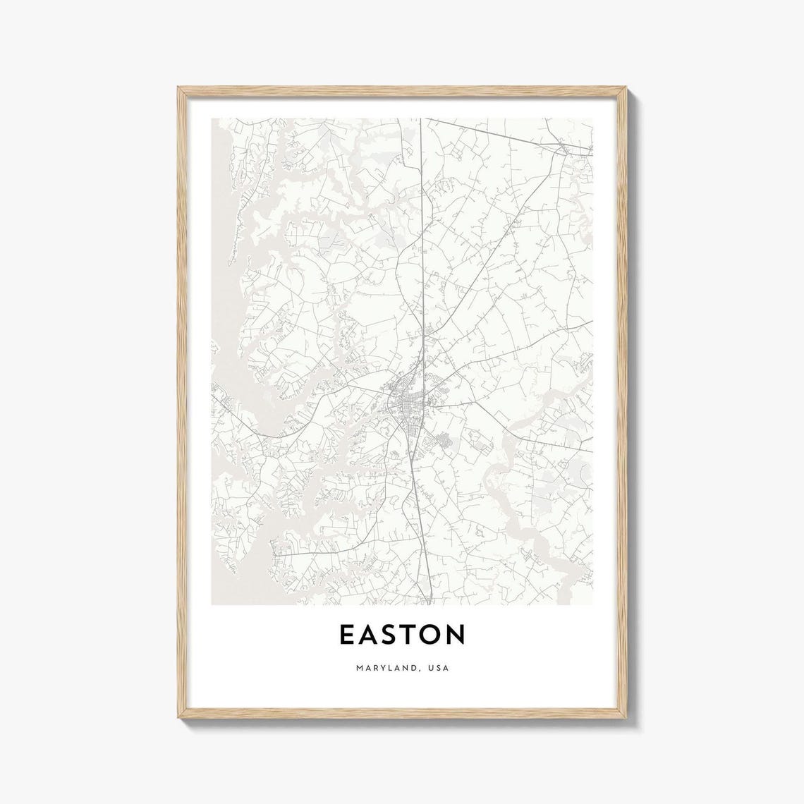 Easton Maryland USA Eastern Shore Minimalist Street Map Wall Art
