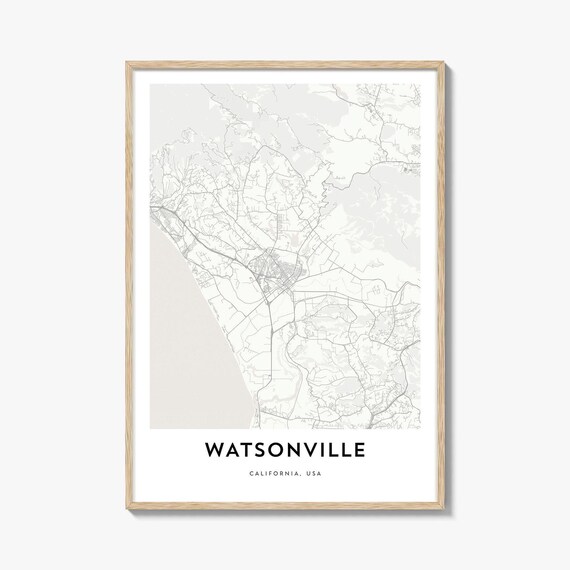 Watsonville California City Street Map Minimalist Line Art Poster