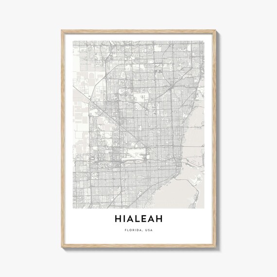 Hialeah Florida USA Minimalist City Street Map Modern Decor Poster
