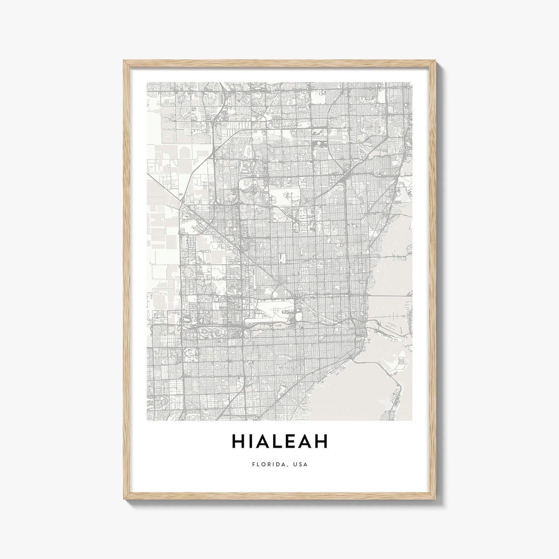 Hialeah Florida USA Minimalist City Street Map Modern Decor Poster
