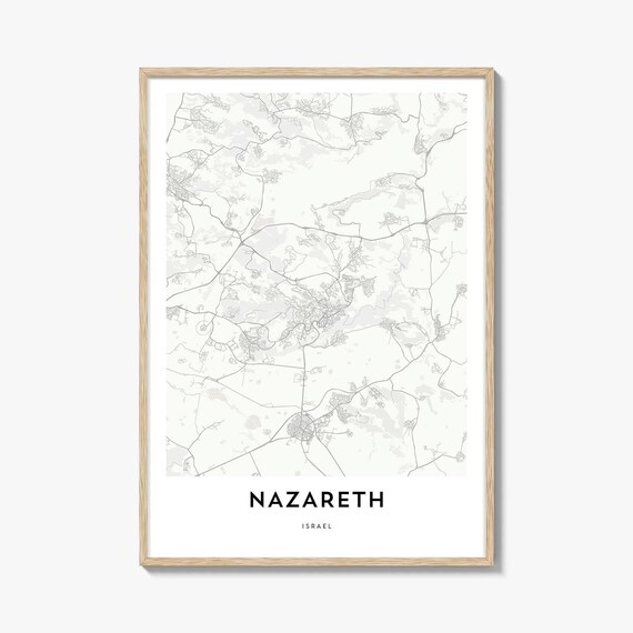 Nazareth Israel Minimal Street Map Poster Modern Home Office Art