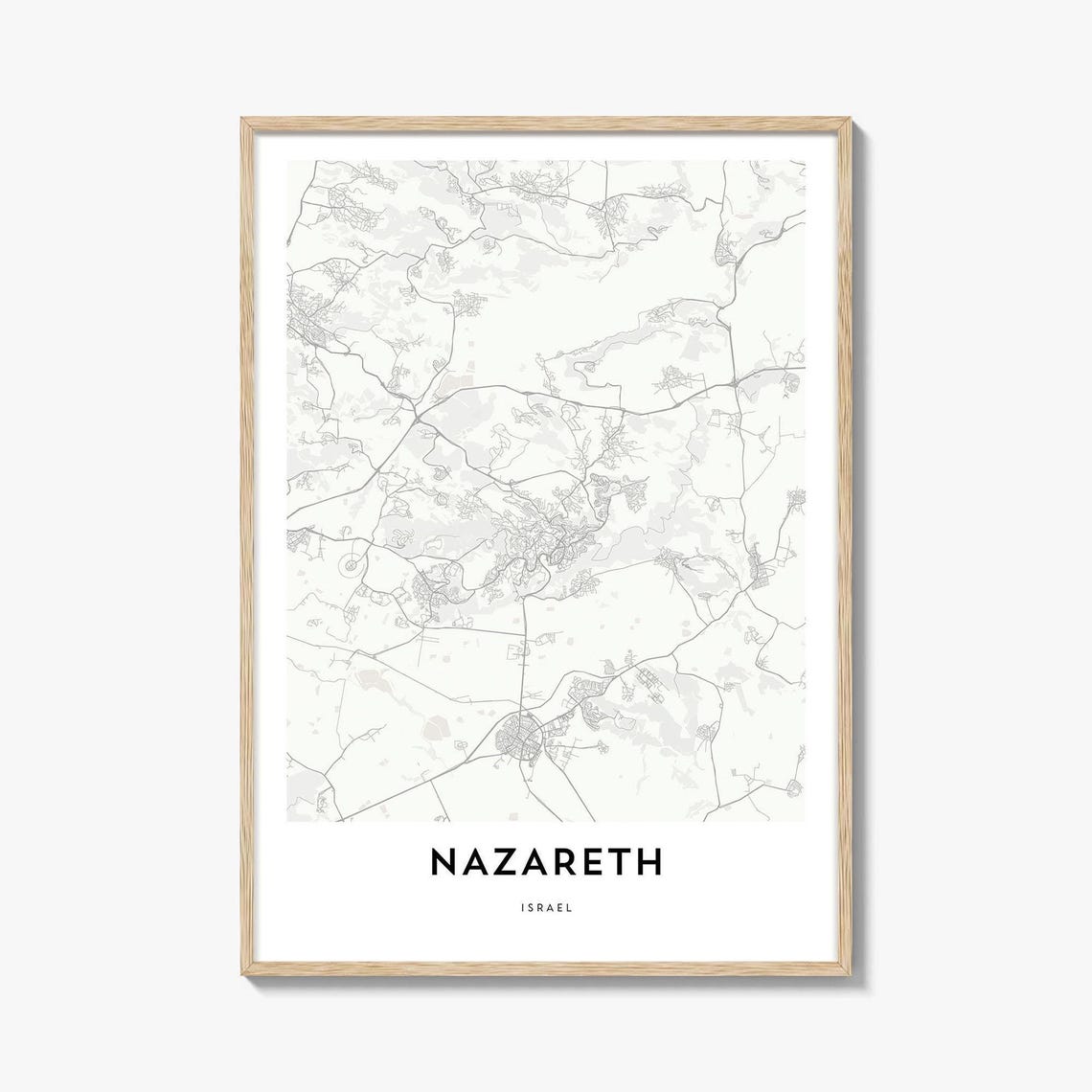 Nazareth Israel Minimal Street Map Poster Modern Home Office Art