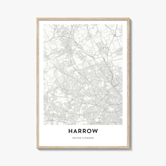 Harrow London Borough Minimalist Street Map Line Art Wall Poster