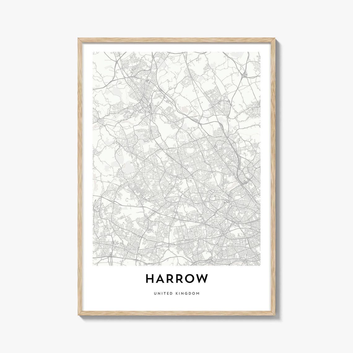 Harrow London Borough Minimalist Street Map Line Art Wall Poster