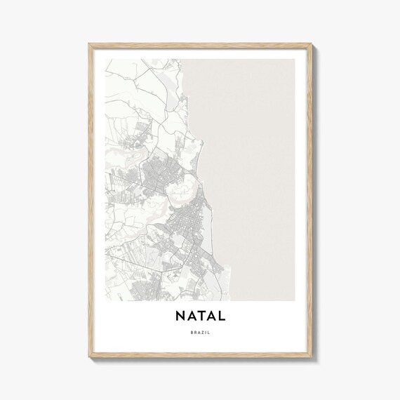 Minimalist Natal Brazil Coastal City Map Street Line Art Poster